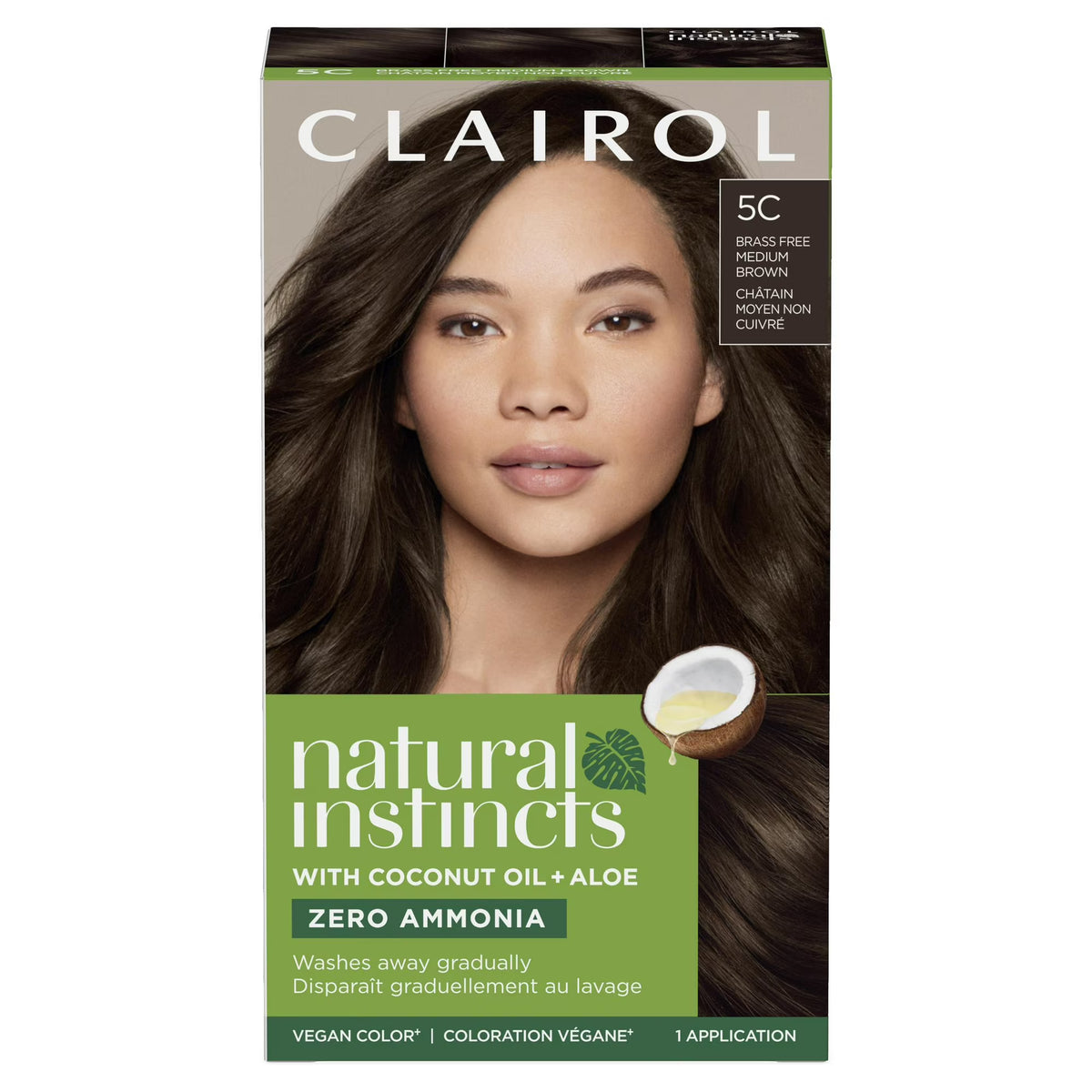 Clairol Natural Instincts Demi-Permanent Hair Color Creme, 5C Medium Brown, Hair Dye, 1 Application