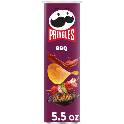 Pringles BBQ Potato Crisps Chips, Lunch Snacks, 5.5 oz Canister