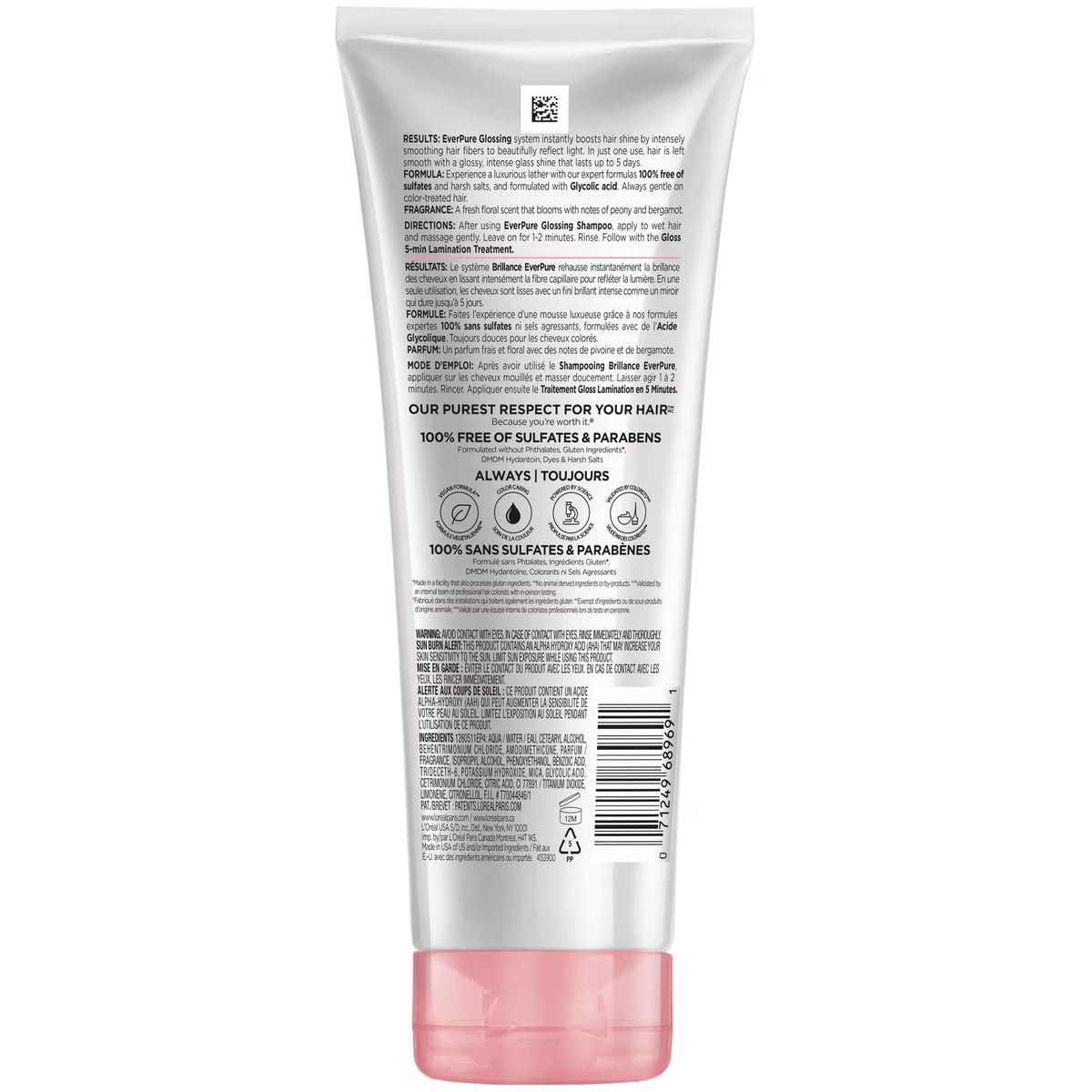L'Oreal Paris EverPure Glossing Conditioner, Squeeze, 6.8 fl oz