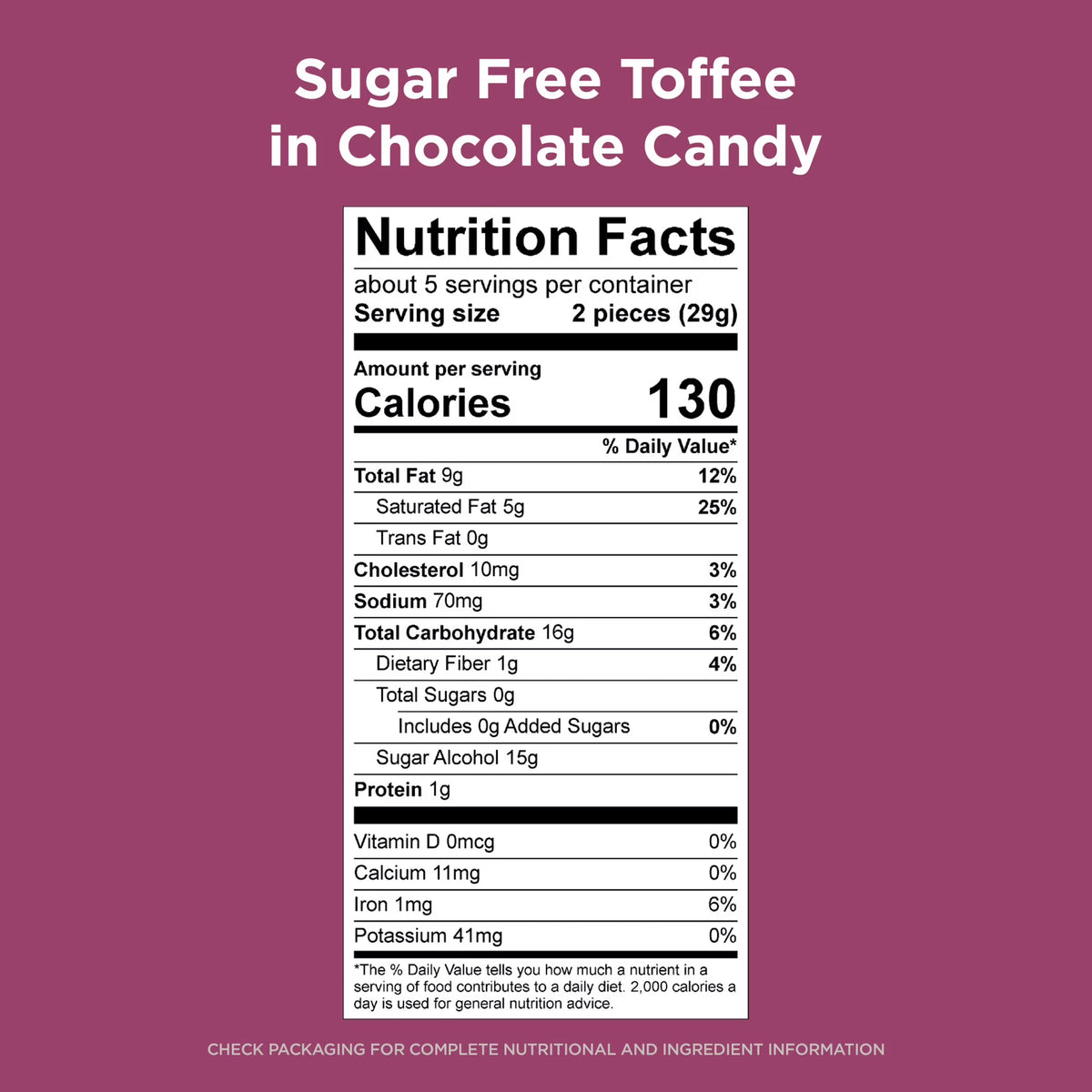 RUSSELL STOVER Sugar Free Toffee Squares in Chocolate Candy, 5.1 oz. bag