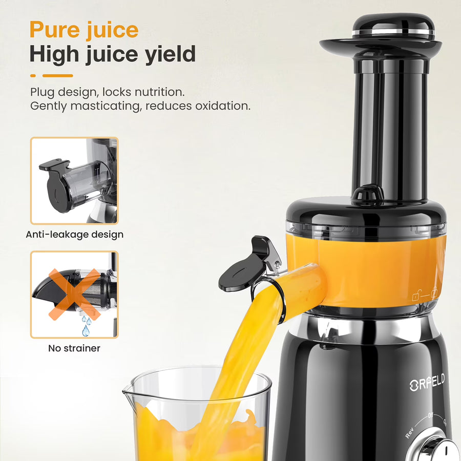 ORFELD Juicer Machine for Fruits and Vegetables, Easy Clean Masticating Cold Press Juicer Maker & Extractor