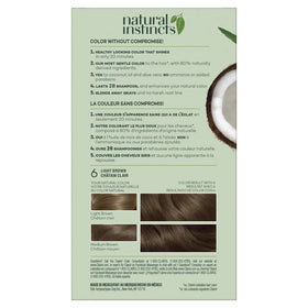 Clairol Natural Instincts Demi-Permanent Hair Color Creme, 6 Light Brown, Hair Dye, 1 Application