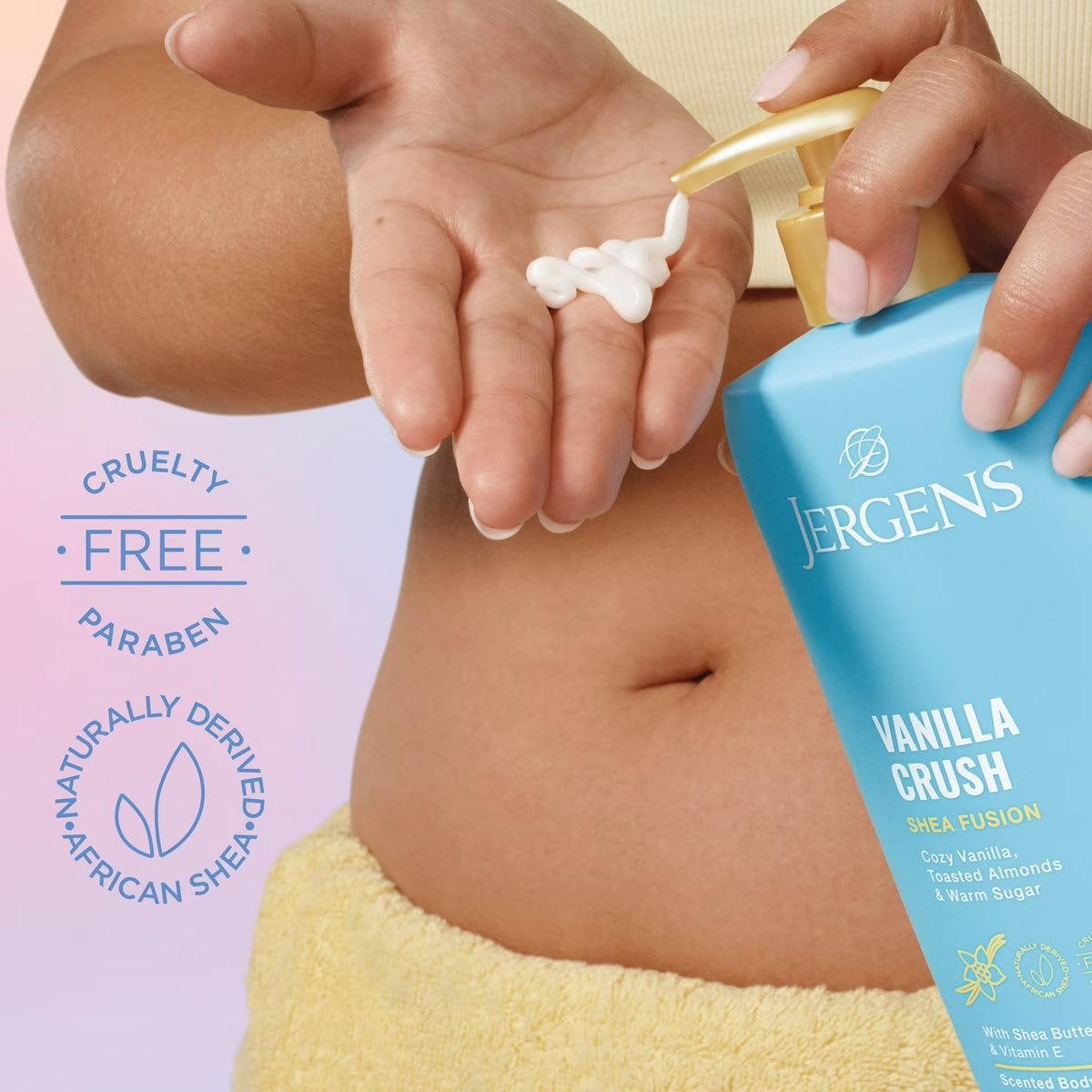 Jergens Shea Fusion Vanilla Crush Scented Body Lotion, Moisturizer for Dry Skin, 14 fl oz