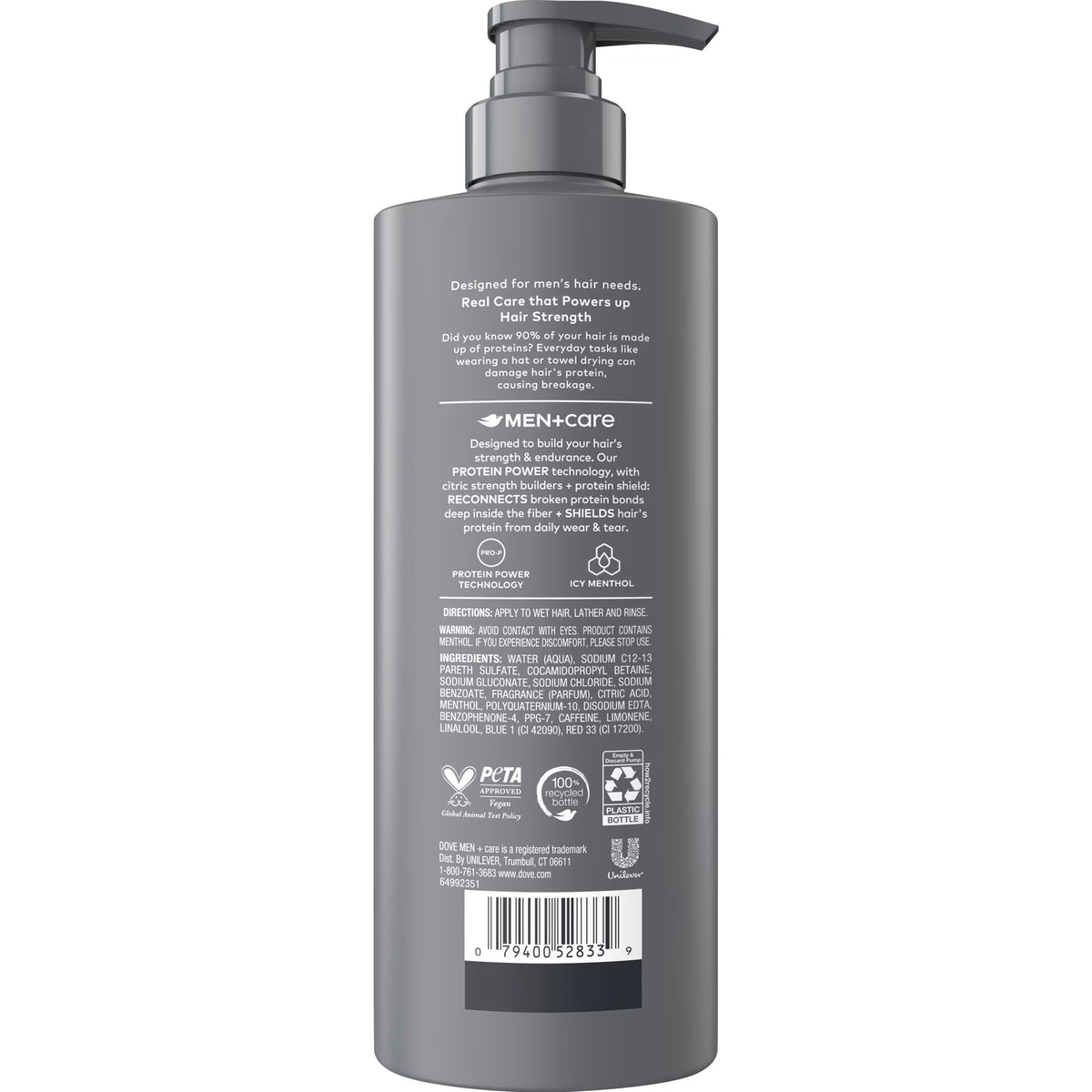 Dove Men+Care Shampoo for Instantly Cools Scalp Cooling Relief with Icy Menthol, 18 fl oz 1 Count