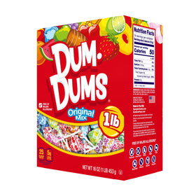 Dum Dums Original Mix Lollipop Suckers, Assorted Flavors Hard Candy, Party Candy, 16oz Candy Box