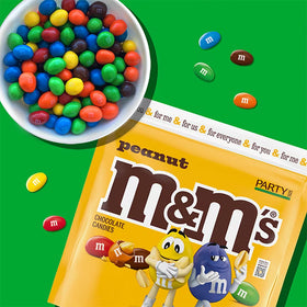 M&M'S Peanut Chocolate Movie Night Candy, Party Size Bag, 38 oz