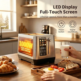 Suodoka 2-Slice Digital Toaster, Stainless Steel Touch Control Toaster with 6 Shade Settings, 5 Functions & 5.51" Extra-Wide Slots