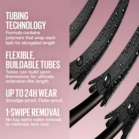 Maybelline Lash Sensational Sky Tubes Tubing Mascara Extension-Like Length Conditioning with Shea Butter + Castor Oil , Very Black, 0.23 fl oz
