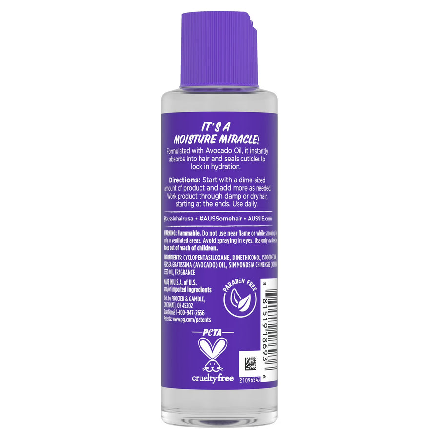 Aussie Miracle Moist Intense Hydration Hair Oil with Jojoba Oil, for Dry and Damaged Hair, 3.2 fl oz