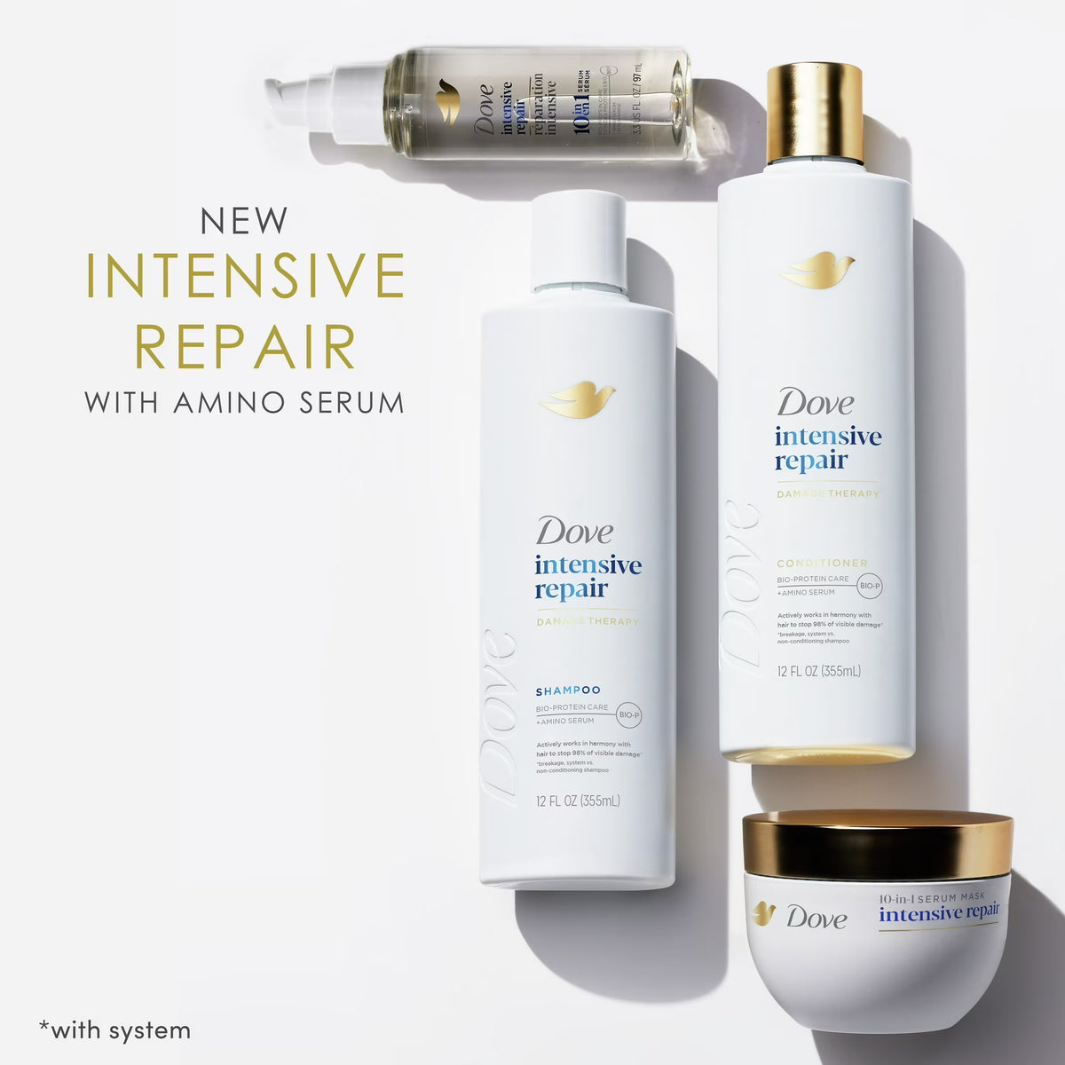 Dove Intensive Repair Shampoo & Conditioner Set, 12 fl oz 2 count