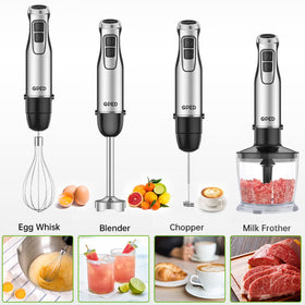 GPED Hand Blender, 5-in-1 Immersion Hand Blender,12 Speed Turbo Mode Stick Blender for Make Smoothie, Milk Shakes,Juice ,Sauces