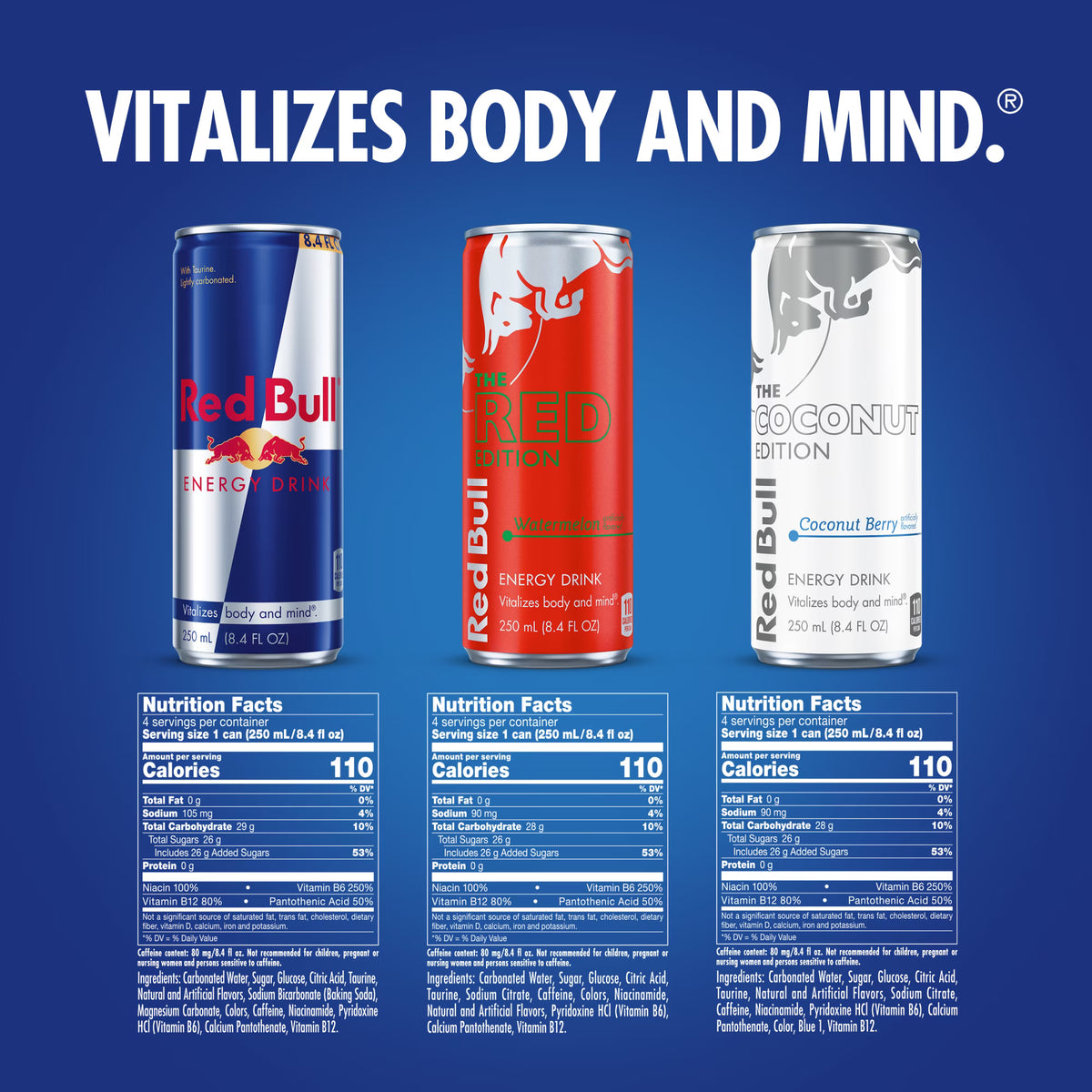 Red Bull Energy Drink Summer Celebration Variety Pack, with 80mg Caffeine,  Taurine & B Vitamins, 8.4 fl. oz.