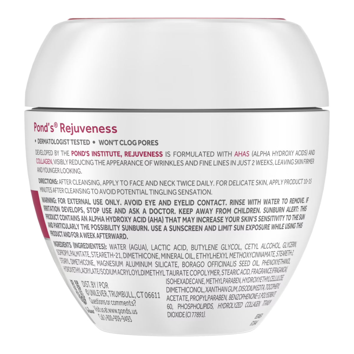 POND’S Rejuveness Face Cream, Anti-Aging Moisturizer with Collagen, AHAs & Vitamin E – 7 oz