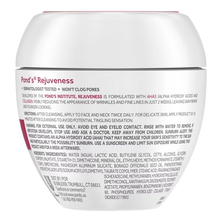 POND’S Rejuveness Face Cream, Anti-Aging Moisturizer with Collagen, AHAs & Vitamin E – 7 oz