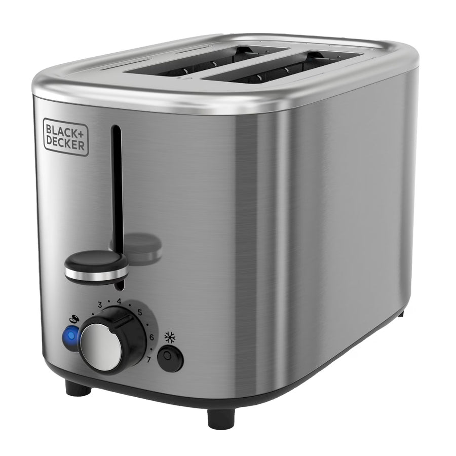 BLACK+DECKER 2‑Slice Toaster, Stainless Steel, Extra‑Wide Self‑Centering Slots, 7 Adjustable Shade Settings
