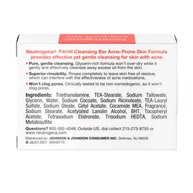 Neutrogena Acne Face Wash Bar, Acne Treatment for Acne-Prone Skin, Facial Cleanser, 3.5 oz