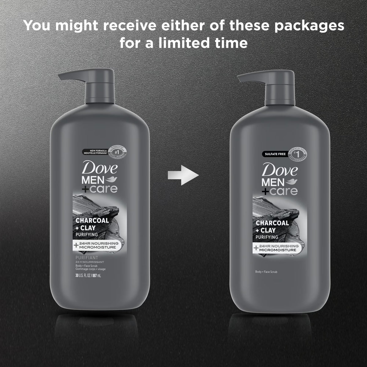 Dove Men+Care Elements Liquid Body Wash and Face Wash Charcoal + Clay Nourishing Cleanser, 30 oz
