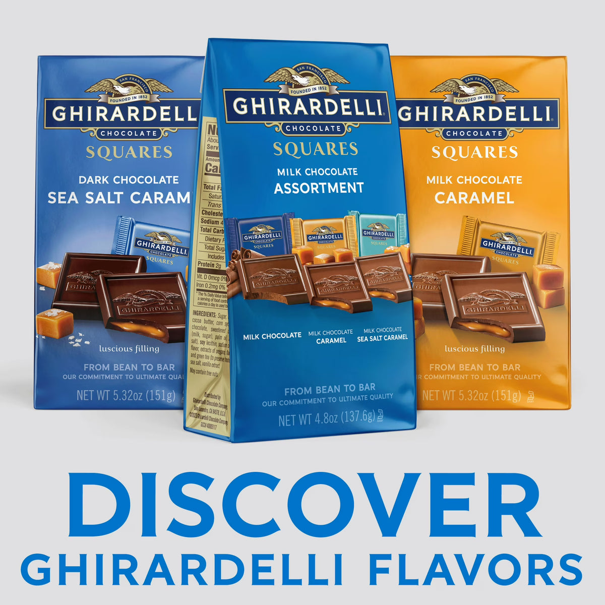 GHIRARDELLI Milk Chocolate Candy SQUARES Assortment, 4.8 oz Bag