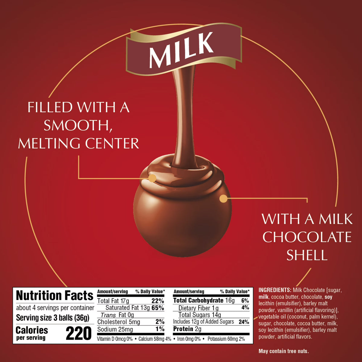 Lindt LINDOR Milk Chocolate Candy, 5.1 oz Bag