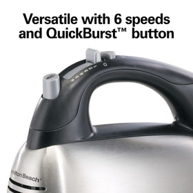 Hamilton Beach 6-Speed Electric Hand Mixer with SoftScrape Beaters, 5 Attachments & Case, Mixer for Kitchen, Black
