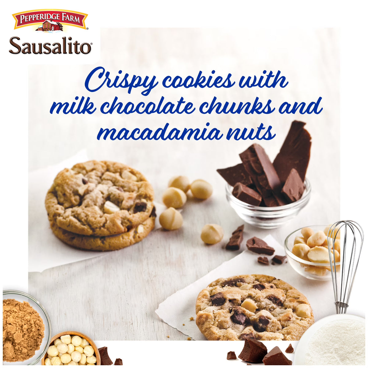 Pepperidge Farm Sausalito Crispy Milk Chocolate Macadamia Nut Cookies, 7.2 oz Bag (8 Cookies)