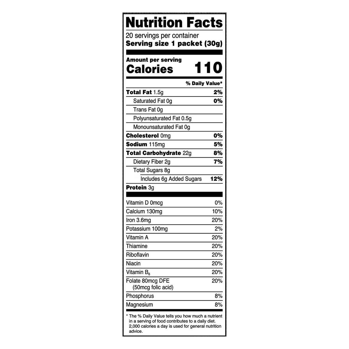 Great Value Strawberries & Cream Instant Oatmeal Value Pack, 1.05 oz, 20 Count