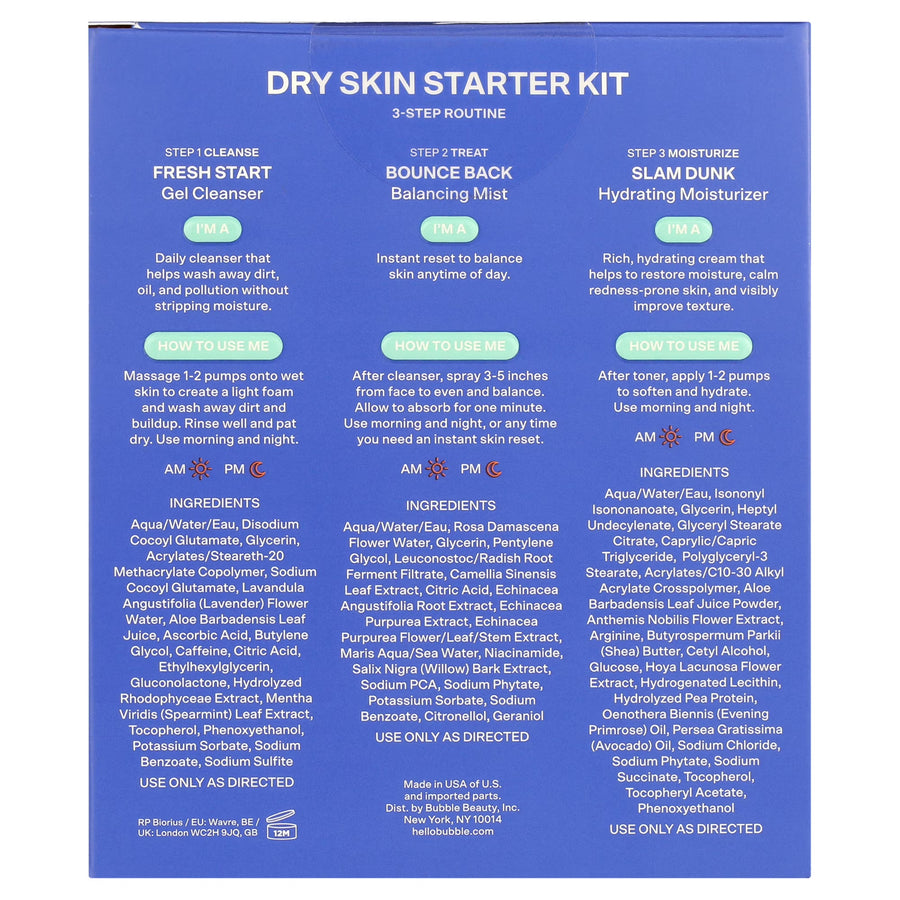 Bubble Skincare 3-Step Hydrating Routine Bundle for Normal to Dry Skin, Set of 3