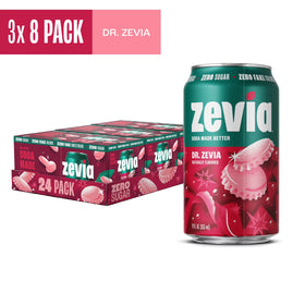 (3 pack) (3 pack) (3 Packs) Zevia Zero Calorie, No Sugar Dr. Zevia Soda Pop, 12 fl oz, 8 Pack Cans