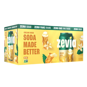(3 pack) Zevia Zero Calorie, No Sugar Cream Soda Pop, 12 fl oz, 8 Pack Cans