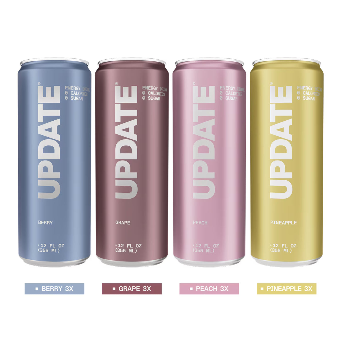 UPDATE Energy Drink, Caffeine Free, Zero Sugar, Variety 12-Pack, 12 fl oz, No Crash, Paraxanthine Powered