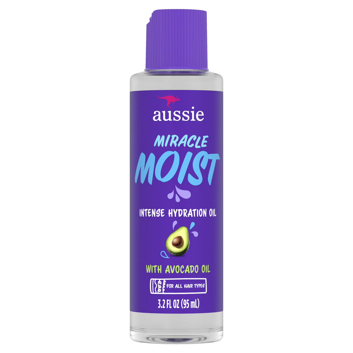 Aussie Miracle Moist Intense Hydration Hair Oil with Jojoba Oil, for Dry and Damaged Hair, 3.2 fl oz