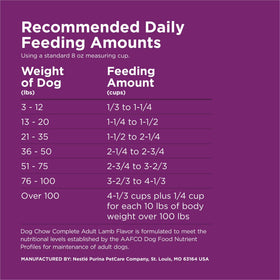 Purina Dog Chow Complete Dry Dog Food for Adult Dogs High Protein, Lamb, 44 lb Bag