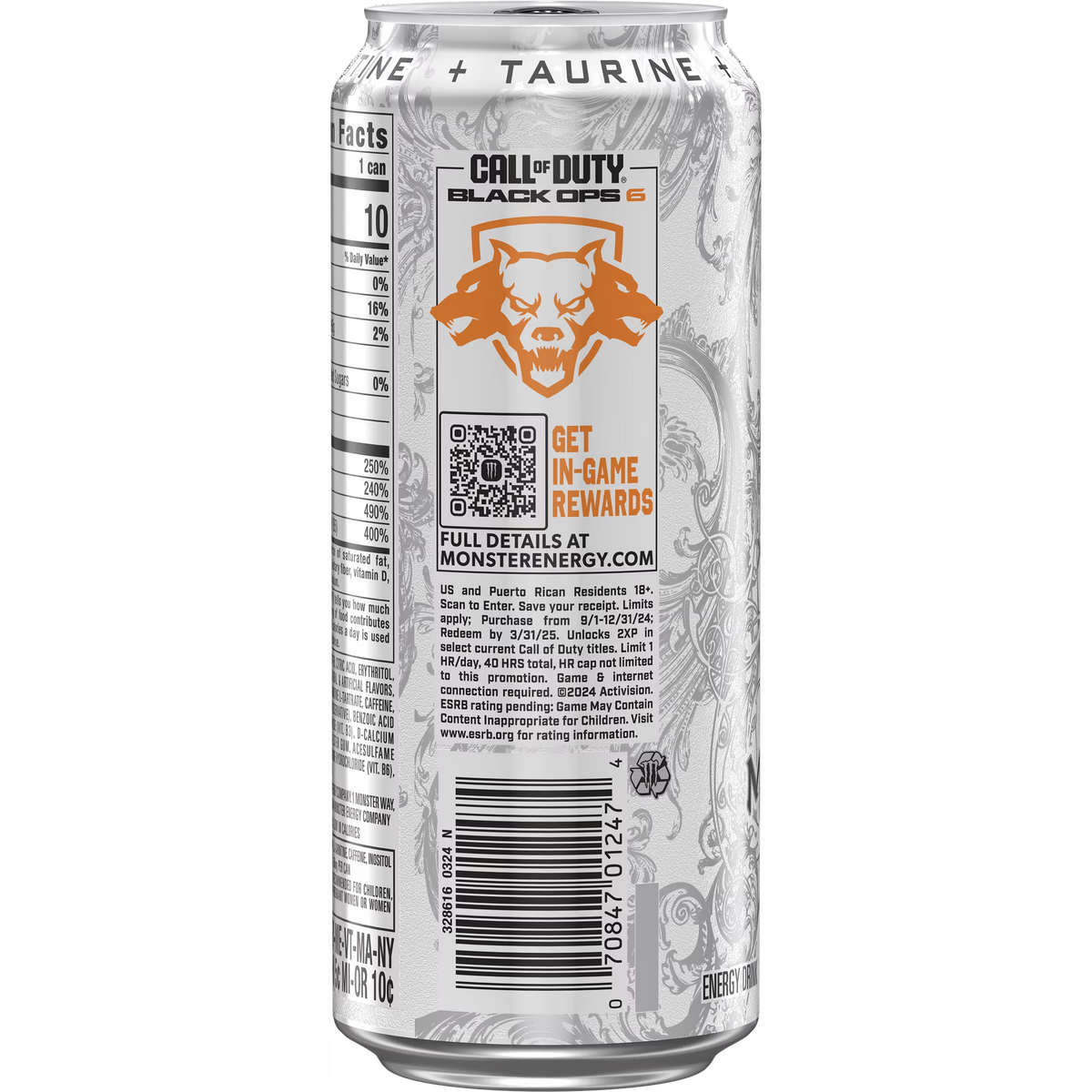 Monster Energy, Zero Ultra, Sugar Free Energy Drink, 4 Pack - 16 Fl Oz