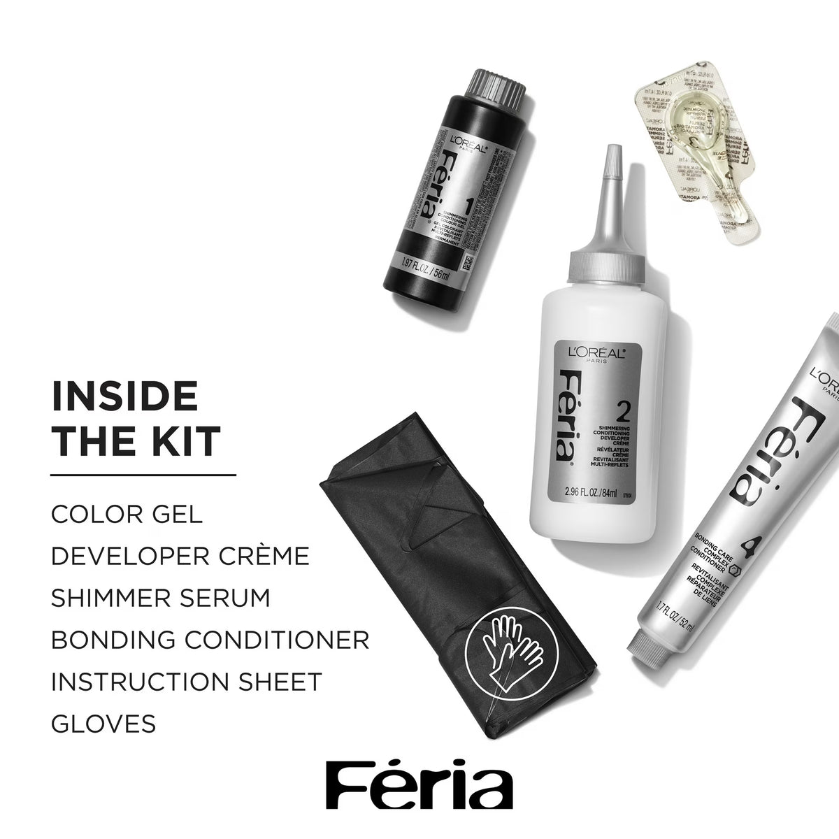 L'Oreal Paris Feria Shimmering Permanent Hair Color, B61 Downtown Brown, Strengthens Hair, 1 Kit