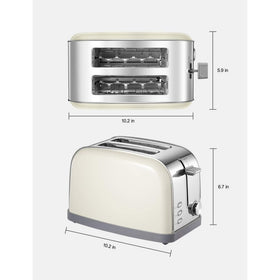 2 slice toaster, Retro Bagel Toaster Toaster with 7 Bread Shade Settings, 2 Extra Wide Slots, Defrost/Bagel/Cancel Function, Removable Crumb Tray, Stainless Steel Toaster by Yabano, Silver