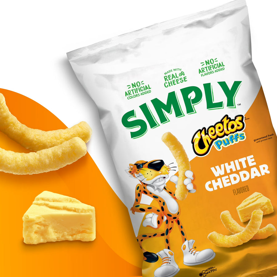 Cheetos Simply Puffs Cheese White Cheddar Flavored Snacks, 8 Count