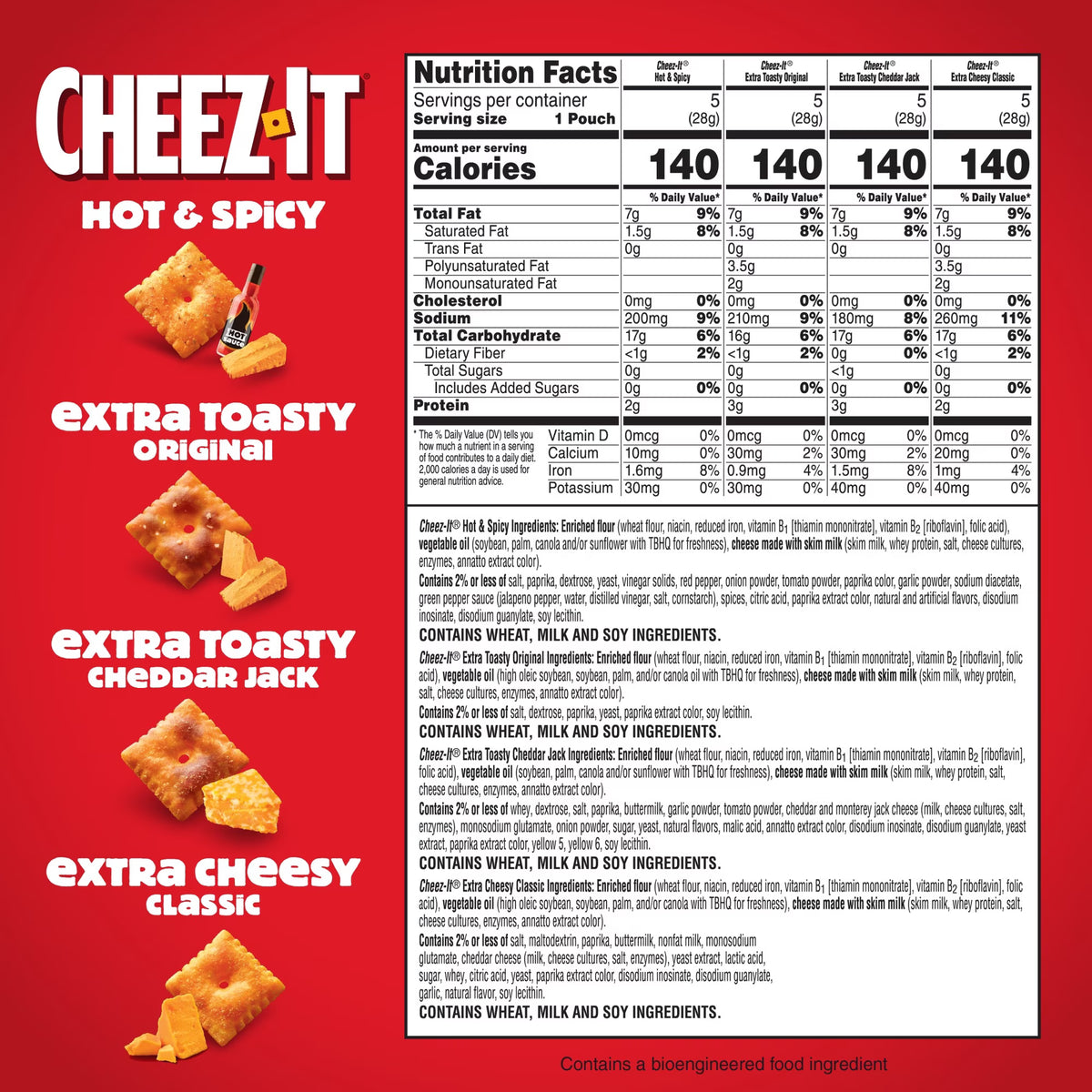 Cheez-It Variety Pack Baked Snack Crackers, Lunch Snacks, 20 Count