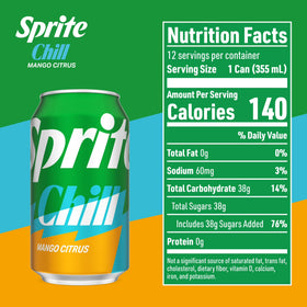 Sprite Chill Mango Citrus Soda Pop Cans, 12 fl oz, 12 Pack