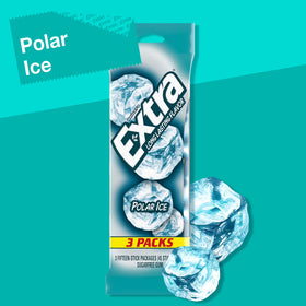 EXTRA Polar Ice Sugar Free Chewing Gum, Cool Mint Flavor, 15 Pieces per Pack, 3 Pack