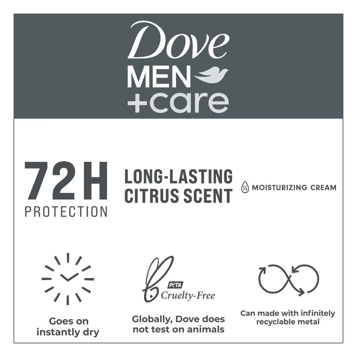 Dove Men+Care Extra Fresh Long Lasting Antiperspirant Deodorant Dry Spray, Citrus, 3.8 oz