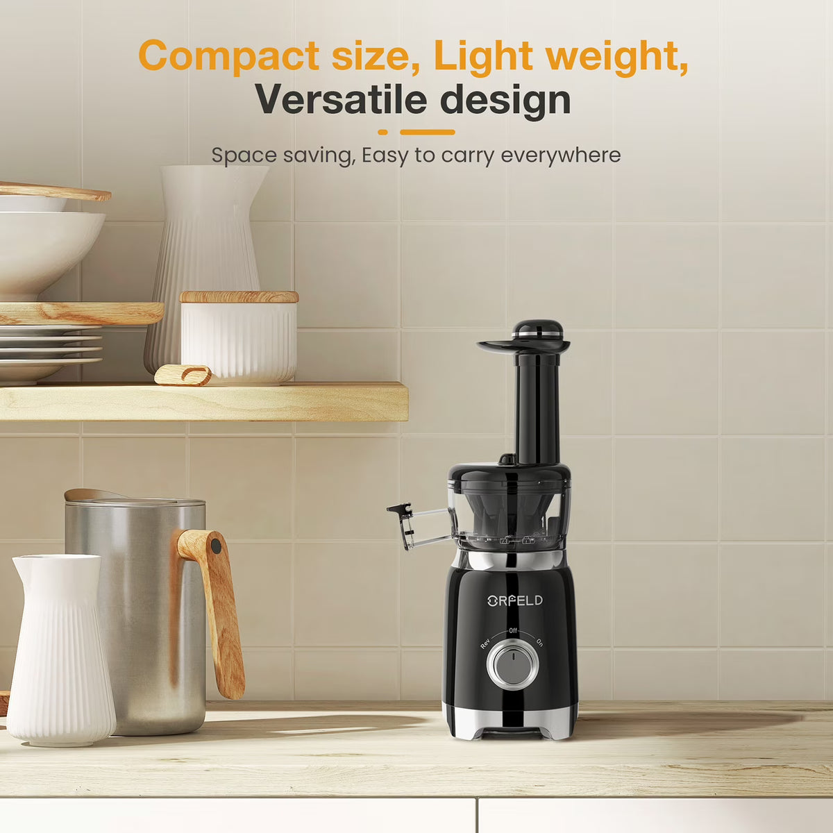 ORFELD Juicer Machine for Fruits and Vegetables, Easy Clean Masticating Cold Press Juicer Maker & Extractor