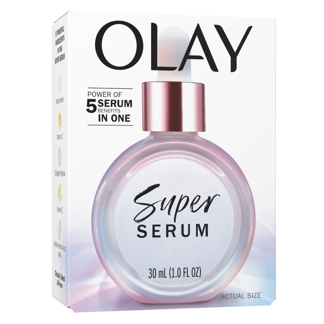 Olay Super Serum, 5-in-1 Skin Enhancing Face Serum, 1.0 oz, For Brightening Dull or Dry Skin
