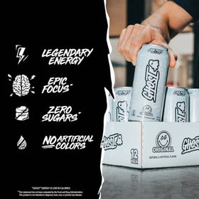 GHOST® ENERGY Zero Sugars Energy Drink, Original Flavor, 200mg Natural Caffeine, 16 fl oz, 12 Pack Cans