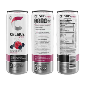 CELSIUS Sparkling Wild Berry, Functional Energy Drink 12 fl oz Can (Pack of 12)