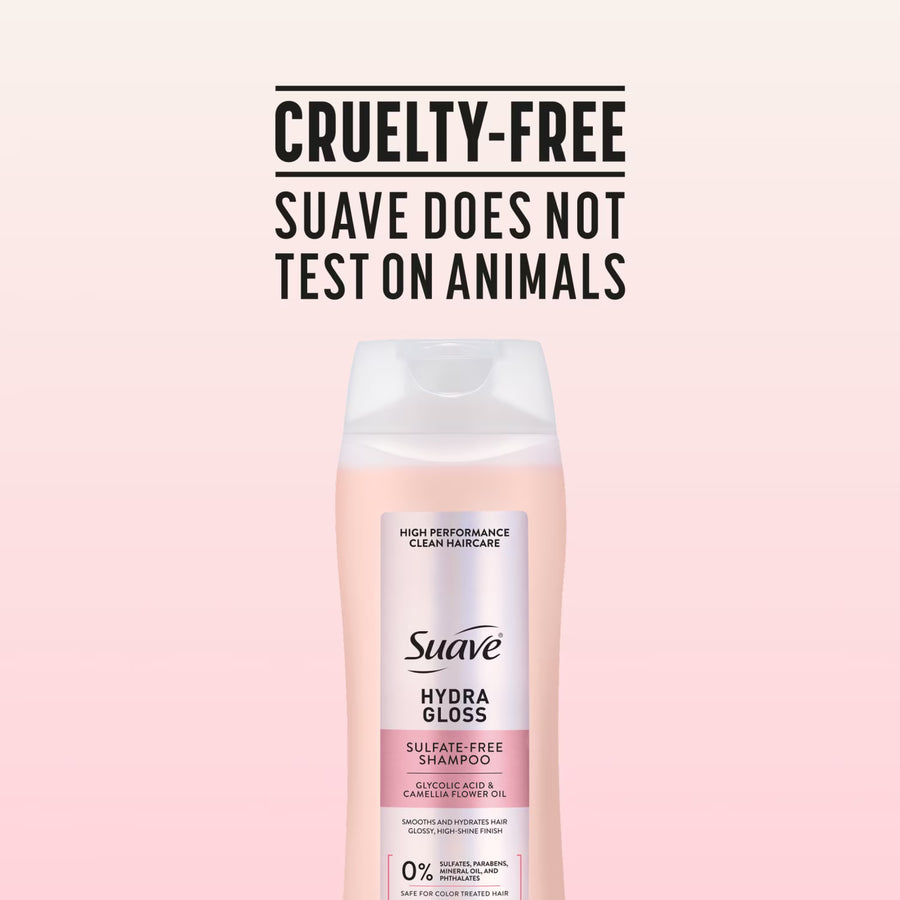 Suave Hydra Gloss Sulfate Free Shampoo with Glycolic Acid & Camellia Flower Oil, 18 fl oz