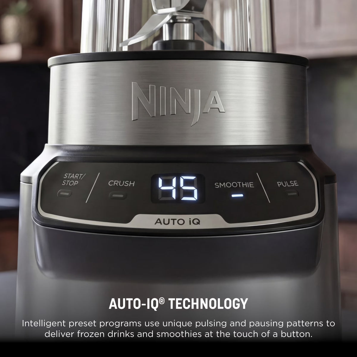 Ninja Nutri Pro Compact Personal Blender, 18-Oz and 24-Oz To-Go Cups & Spout Lids, Auto-iQ Technology, Smoothies, Crush, BN400 Stone Silver