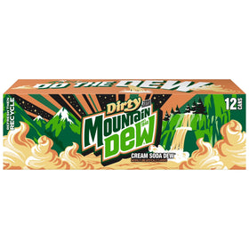 Dirty Mountain Dew Cream Soda Dew Zero Sugar Soda Pop, 12 fl oz cans, 12 pack