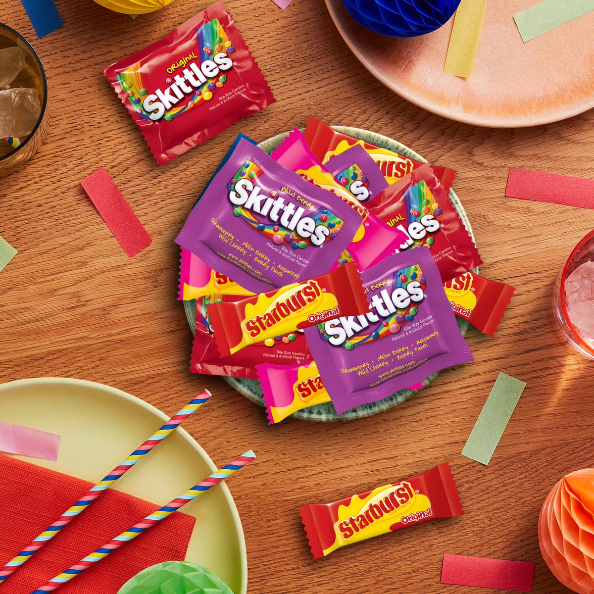Skittles & Starburst Fun Size Chewy Candy Variety Bag, Party Size - 20.13 oz Bulk Bag