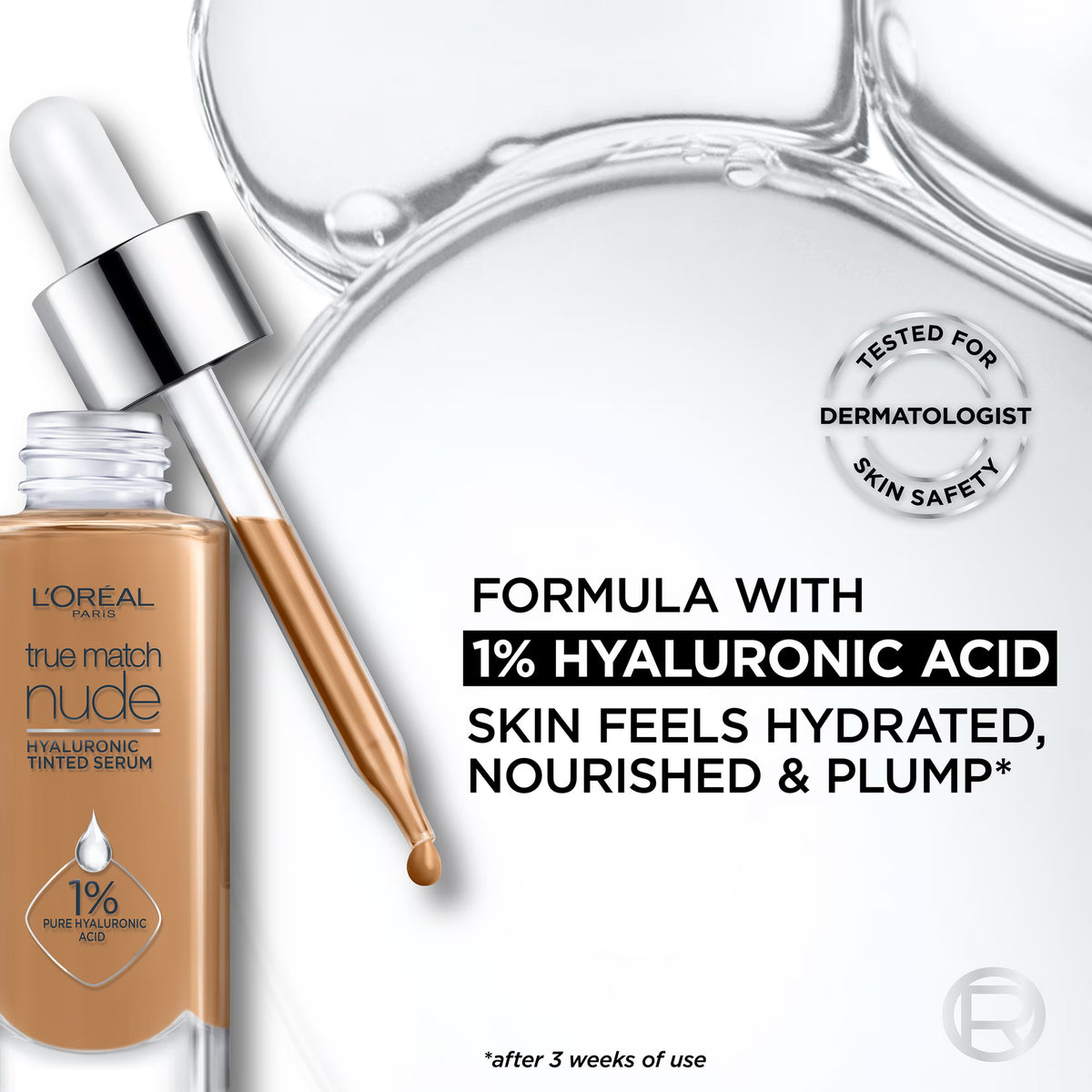 L'Oreal Paris True Match Hyaluronic Tinted Serum Foundation Makeup, 4-5 Medium, 1 fl oz