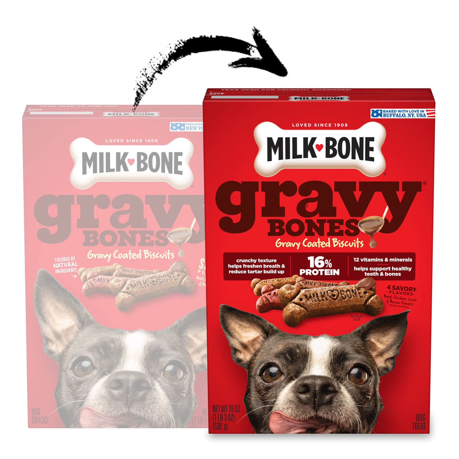 Milk Bone GravyBones Dog Biscuits, Gravy Coated Small Dog Treats, 19 oz Box